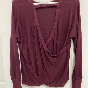 Open back burgundy long sleeve shirt